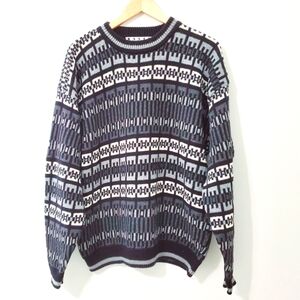 Vintage Basix Fenn Wright & Mason Chunky Knit Sweater Black Gray  Men's XLarge